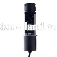 Мебельная розетка (вертикальная) 2 x 16, 2 x USB 2,4 А, металл + провод 3 x 1.5 mm2 EH-AR-306 Electro House